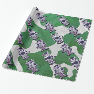 Papier Cadeau Wild Me Vache Vert et blanc Imprimer