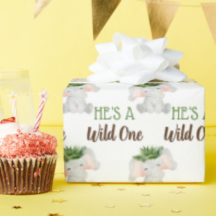 Papier Cadeau Wild One 1er anniversaire Boy Jungle Safari
