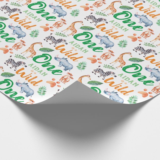 Papier Cadeau Wild One Safari Animal 1er Anniversaire Wild Thing (Coin)