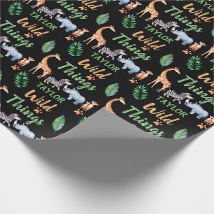 Papier Cadeau Wild Things Safari Animal Anniversaire de enfant P