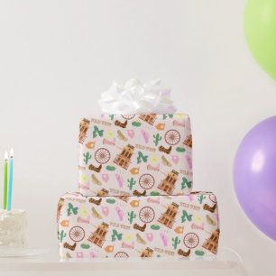 Papier Cadeau Wild West avec Cactus Motif Anniversaire de enfant