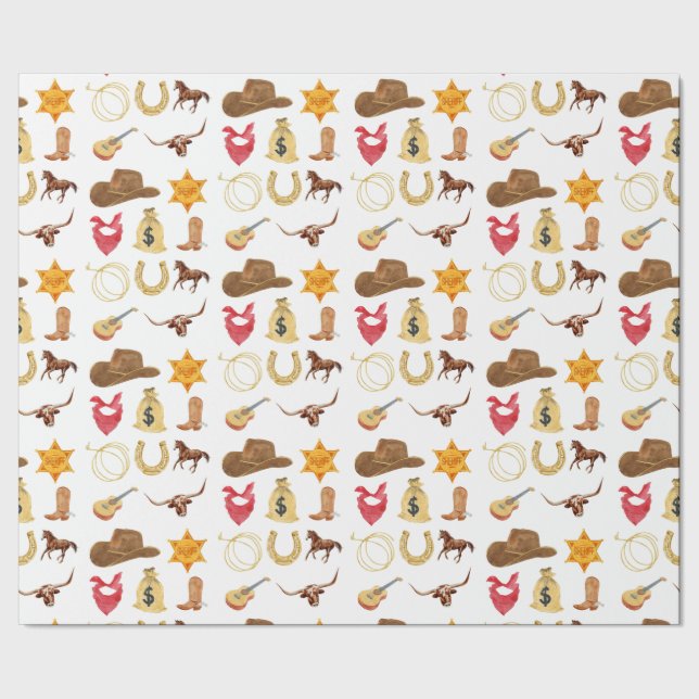 Papier Cadeau Wild West Western Country Rodeo N'importe quel âge (Couture)
