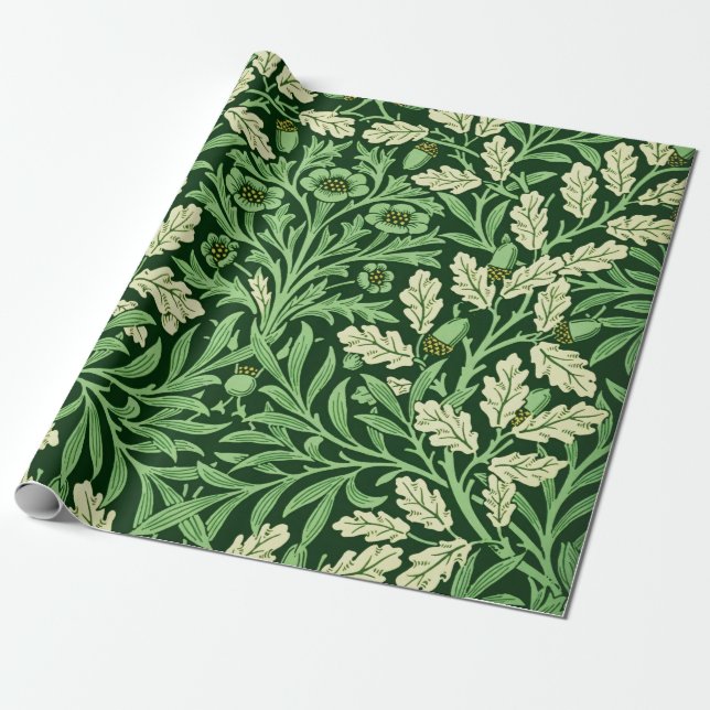 Papier Cadeau William Miroirs Glands & Feuilles de Chêne Jardin  (Déroulé)