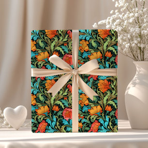 Papier Cadeau William Morris a inspiré des fleurs colorées vibra