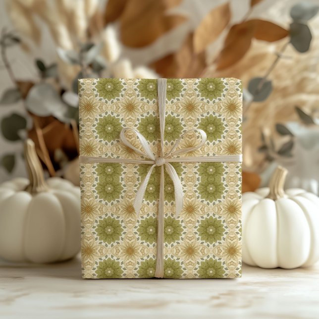 Papier Cadeau William Morris a inspiré l'ivoire vert pastel (William Morris inspired soft pastel green ivory Wrapping Paper)