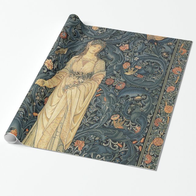 Papier Cadeau William Morris antique Flora (Déroulé)