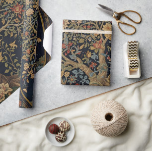 Papier Cadeau William Morris Arbre de Vie Vintage Préraphaélite