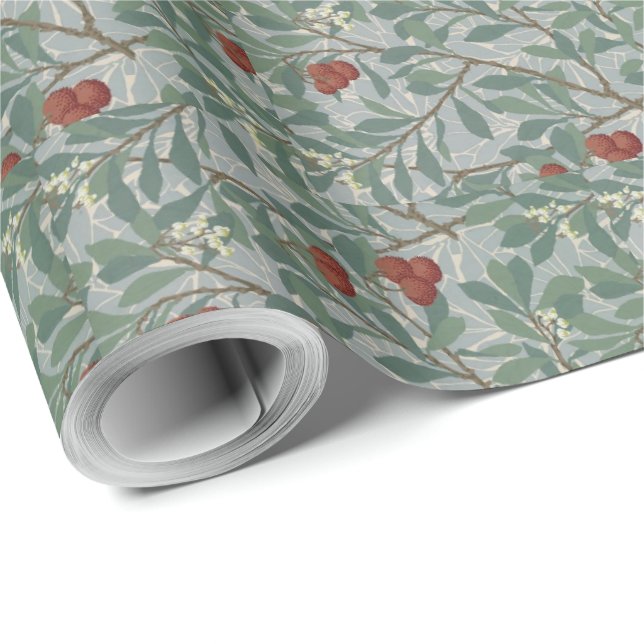 Papier Cadeau William Morris Art Décoratif Arbutus Motif (Coin rond)