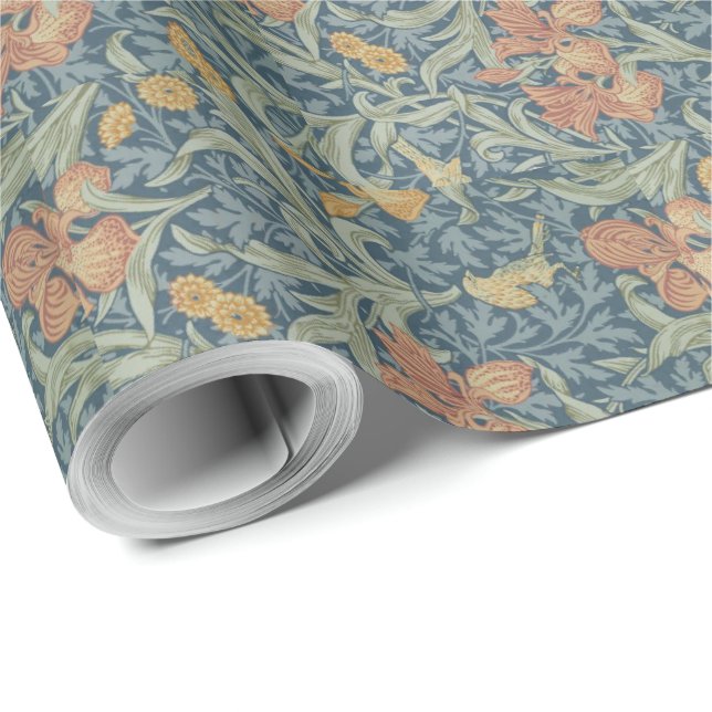 Papier Cadeau William Morris Art Décoratif Iris Motif (Coin rond)