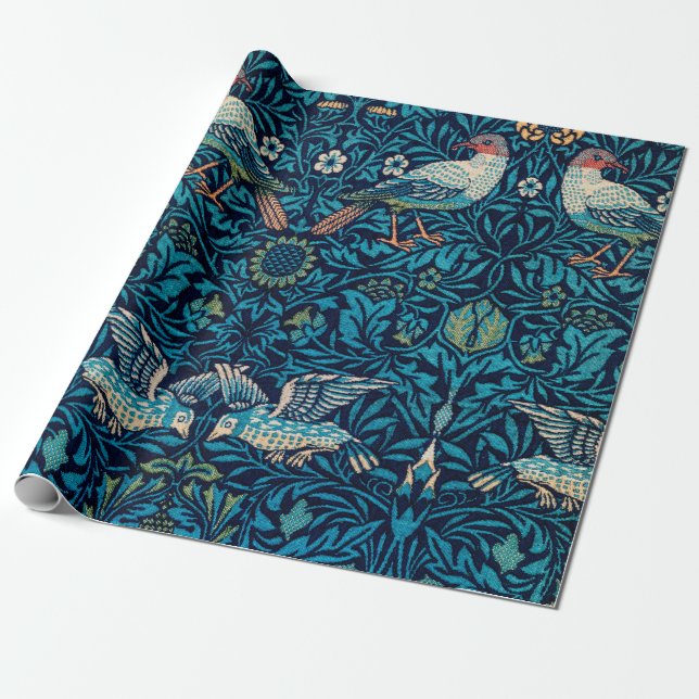 Papier Cadeau William Morris Birds Art Nouveau Motif Floral (Déroulé)