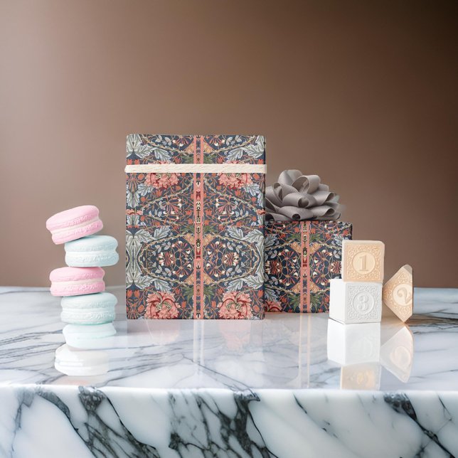 Papier Cadeau William *Morris Blue Thistle Pink Motifs (Créateur téléchargé)