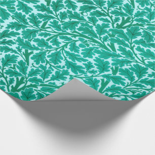 Papier Cadeau William Morris Chêne Feuilles, Turquoise & Aqua Wr