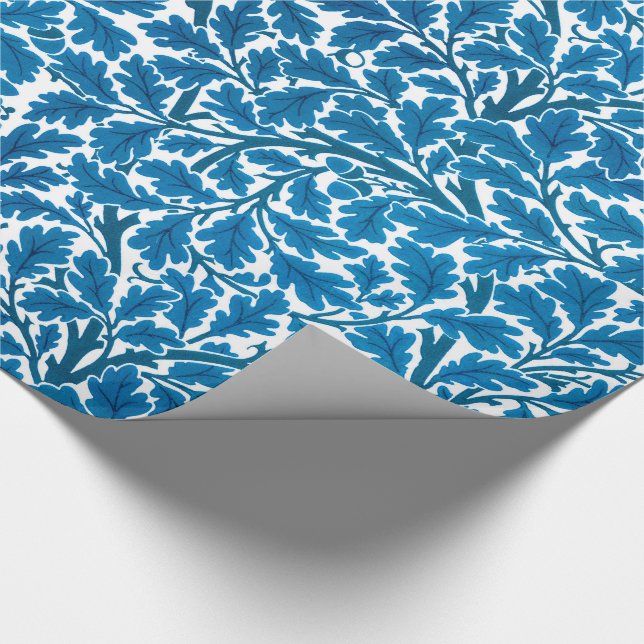 Papier Cadeau William Morris Feuilles de chêne, Sapphire bleu et (Coin)