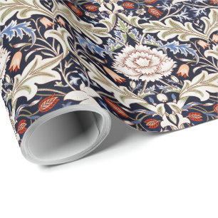 Papier Cadeau William Morris Fleurs Vintages Motif Floral Bleu