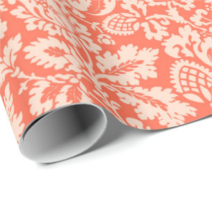 Papier Cadeau William Morris Floral Damask, Peach et Coral