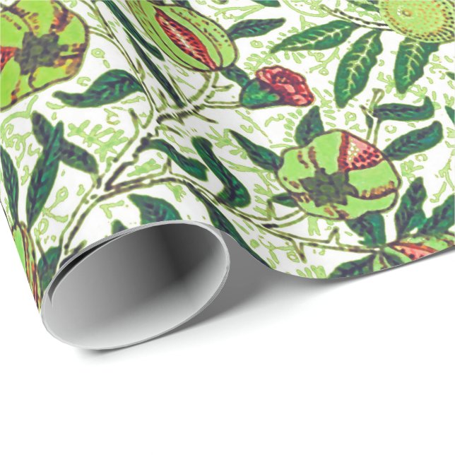 Papier Cadeau William Morris Fruit exotique, Vert citron vert (Coin rond)