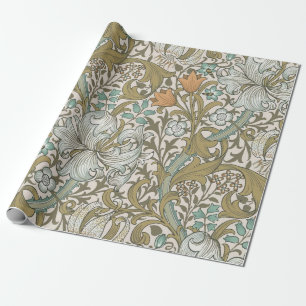 Papier Cadeau William Morris Golden Lily Blue Gold Classic
