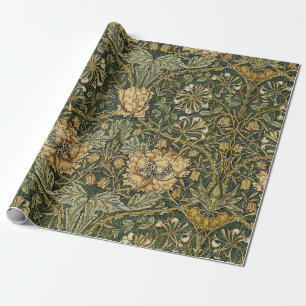Papier Cadeau William Morris Honeysuckie Vert Jaune