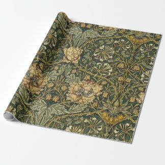 Papier Cadeau William Morris Honeysuckle Vert Floral