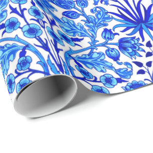 Papier Cadeau William Morris Hyacinth Imprimer, Cobalt Bleu & Bl