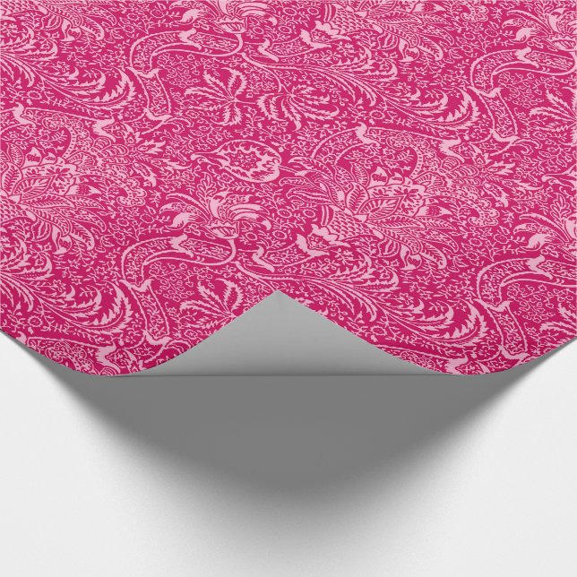 Papier Cadeau William Morris indien, rose fuchsia profond (Coin)
