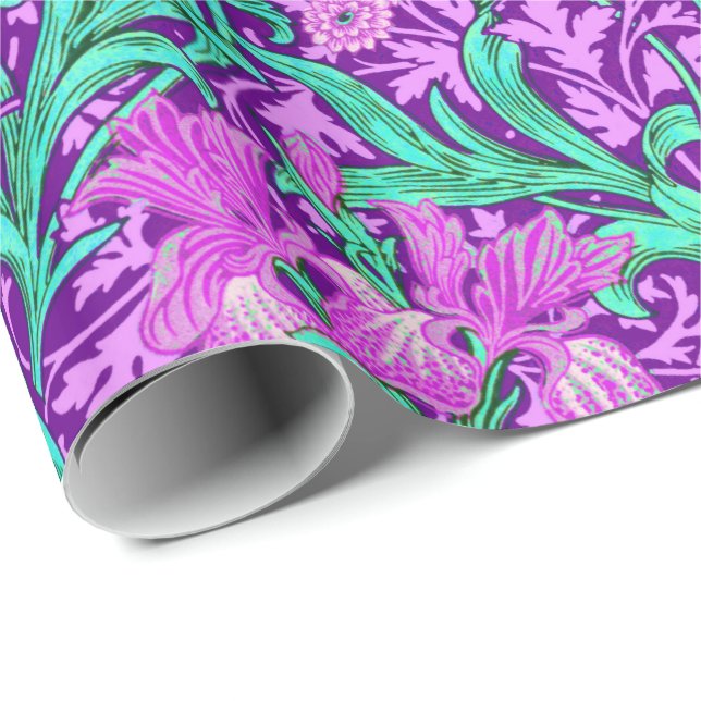 Papier Cadeau William Morris Irises, Améthyste violet (Coin rond)