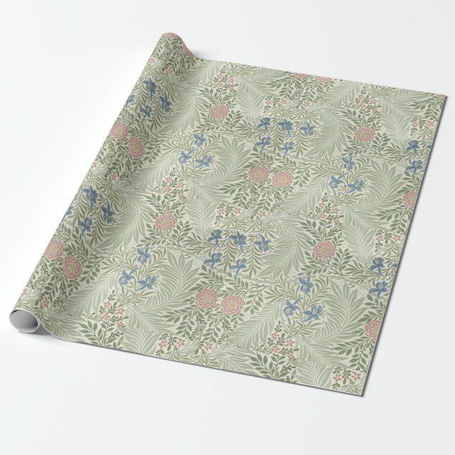 Papier Cadeau William Morris Larkspur Fond d'écran floral (Déroulé)