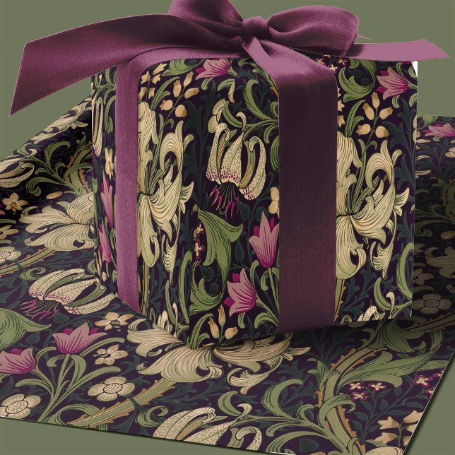 Papier Cadeau William Morris Lily Art nouveau motif floral (Créateur téléchargé)