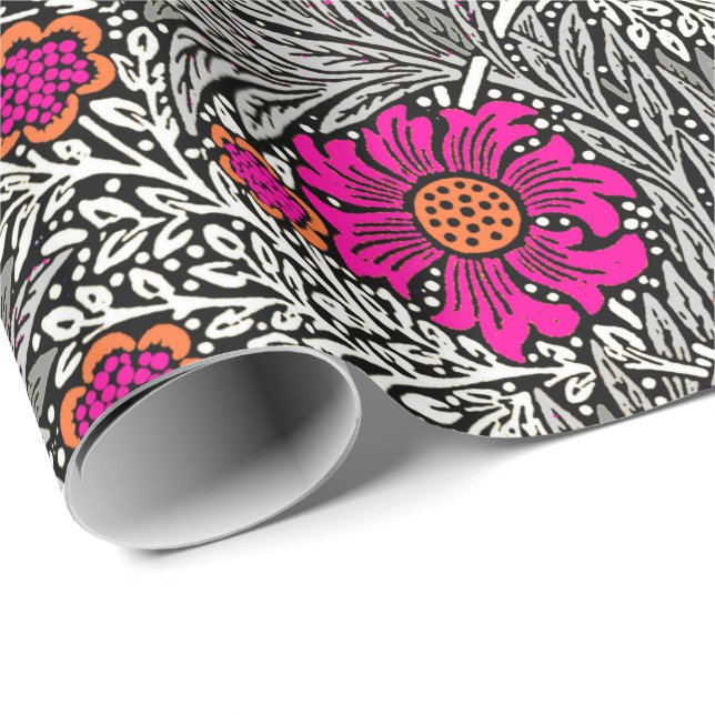 Papier Cadeau William Morris Marigold, Grey / Grey et Blanc (Coin rond)