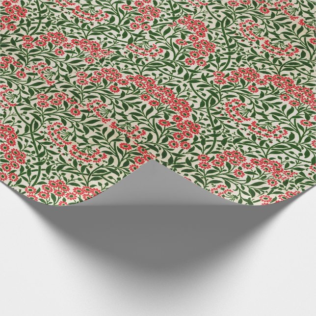 Papier Cadeau William Morris Michaelmas Daisy Fleurs rose vert (Coin)