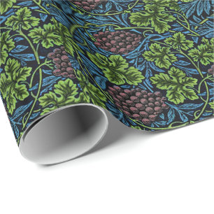Papier Cadeau William Morris motif, Vin en Bleu