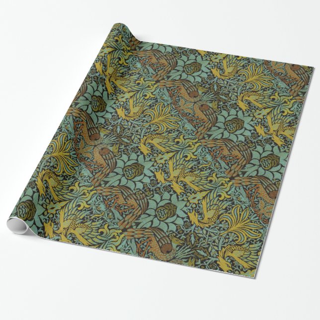 Papier Cadeau William Morris Peacock Dragon Fond d'écran (Déroulé)