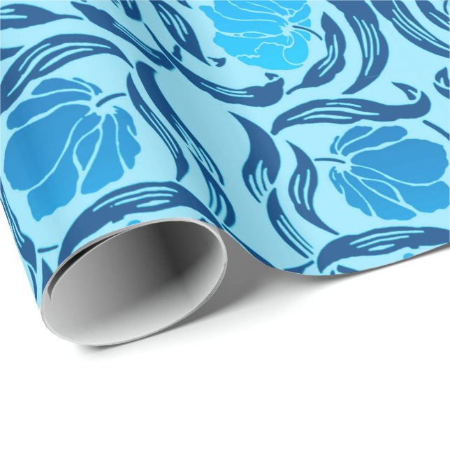 Papier Cadeau William Morris Pimpernel, Denim & Bleu clair (Coin rond)