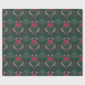 Papier Cadeau William Morris Renne Noël Damassé