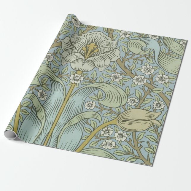 Papier Cadeau William Morris Spring Thicket : Floral antique (Déroulé)