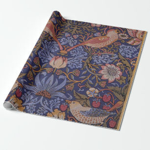 Papier Cadeau William Morris Strawberry Thief Motif floral