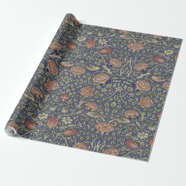 Papier Cadeau William Morris Tudor Fond d'écran Rose (Déroulé)