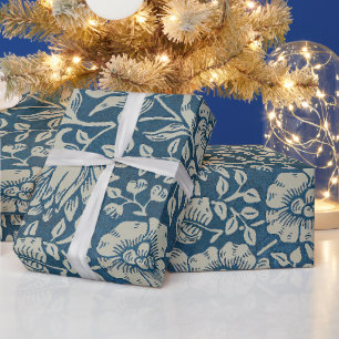 Papier Cadeau William Morris Vintage Blue Floral