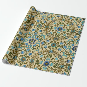 Papier Cadeau William Morris Vintage Blue Motif Sans Couture