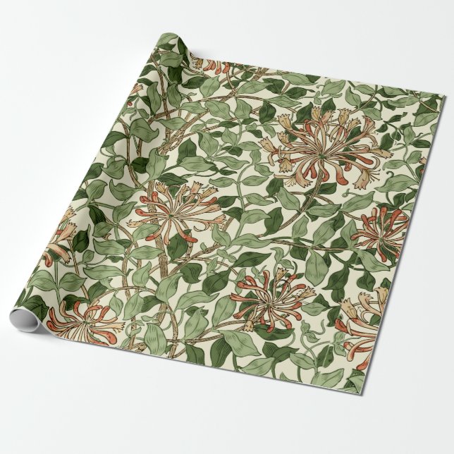 Papier Cadeau William Morris Vintage Honeysuckle Motif (Déroulé)