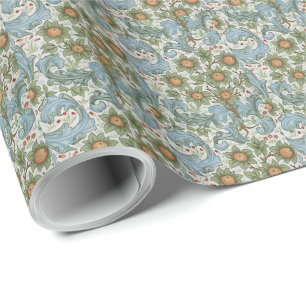 Papier Cadeau William Morris Vintage Orchard Acanthus Bleu Vert