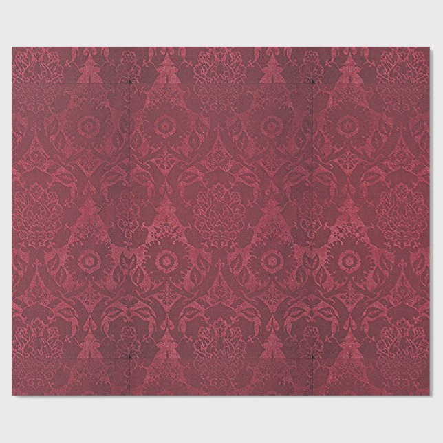Papier Cadeau William Morris Vintage Rouge Velvet Timbé Motif (Plat)