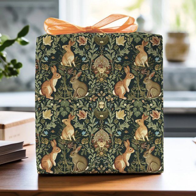 Papier Cadeau William Morris Woodland Lapins floraux Noël (Créateur téléchargé)