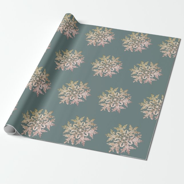 PAPIER CADEAU WILSON BENTLEY SNOWFLAKE SUR BLUE GREY (Déroulé)