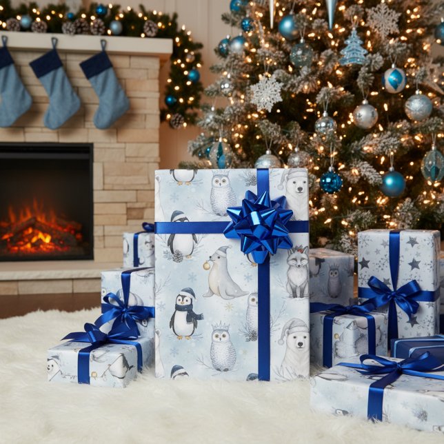 Papier Cadeau Winter Arctic Animals Cute Polar Animals Christmas (Winter Arctic Animals Cute Polar Animals Christmas Wrapping Paper)