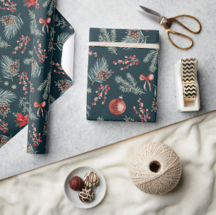Papier Cadeau Winter Botanicals Coquette Bow   Noël