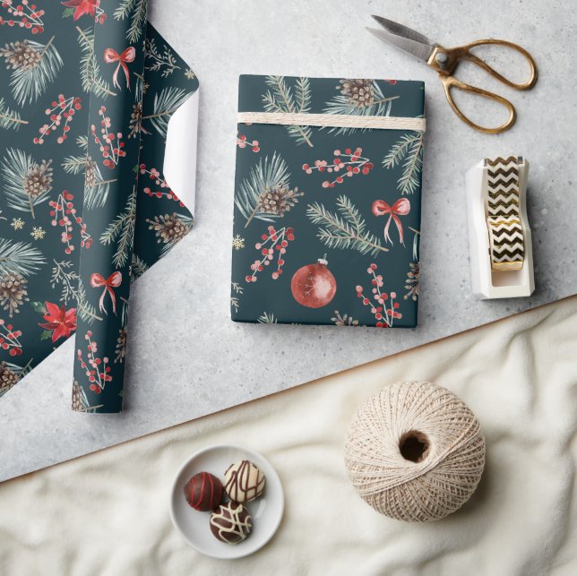 Papier Cadeau Winter Botanicals Coquette Bow | Noël (Artisanat)