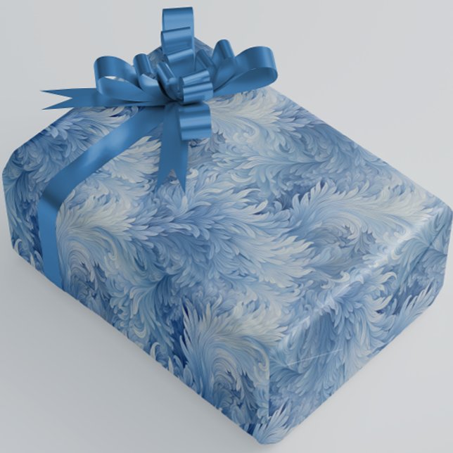 Papier Cadeau Winter Wonderland Bleu gelé motif (Créateur téléchargé)