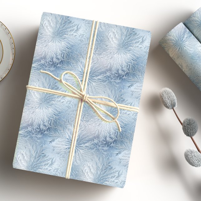 Papier Cadeau Winter Wonderland Bleu gelé motif (Créateur téléchargé)