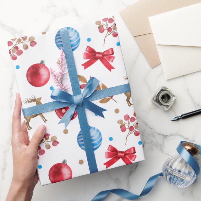 Papier Cadeau Winter Wonderland Rouge et Bleu (Cadeaux)